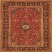 Round Machine Washable Persian Orange Traditional Area Rugs, wshtr532org