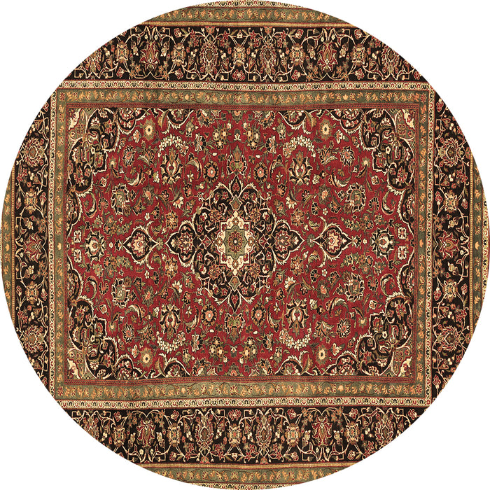 Round Machine Washable Persian Brown Traditional Rug, wshtr532brn