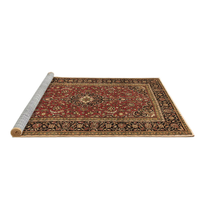 Sideview of Machine Washable Persian Brown Traditional Rug, wshtr532brn