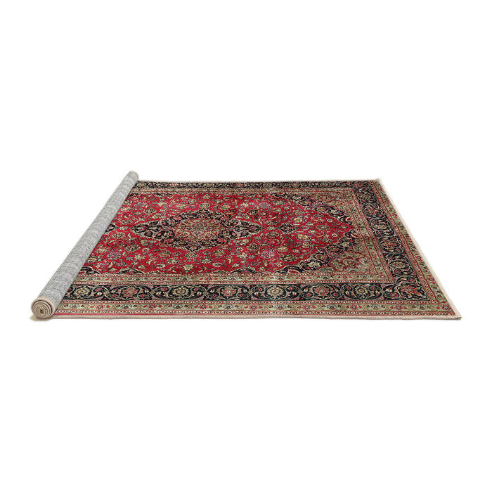 Sideview of Machine Washable Traditional Saffron Red Rug, wshtr533