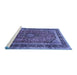 Sideview of Machine Washable Persian Blue Traditional Rug, wshtr533blu