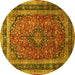 Round Machine Washable Persian Yellow Traditional Rug, wshtr533yw