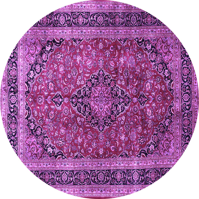 Round Machine Washable Persian Purple Traditional Area Rugs, wshtr533pur