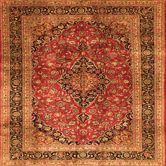 Round Machine Washable Persian Orange Traditional Area Rugs, wshtr533org