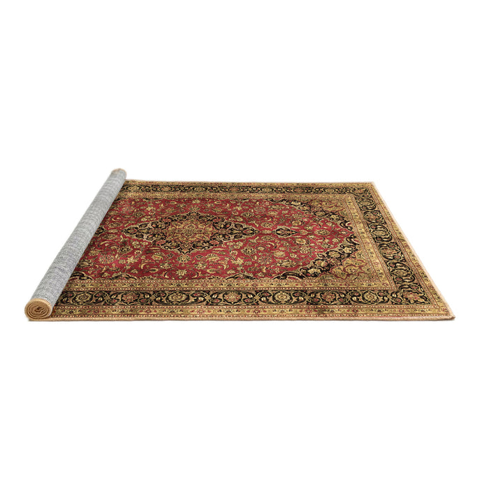 Sideview of Machine Washable Persian Brown Traditional Rug, wshtr533brn