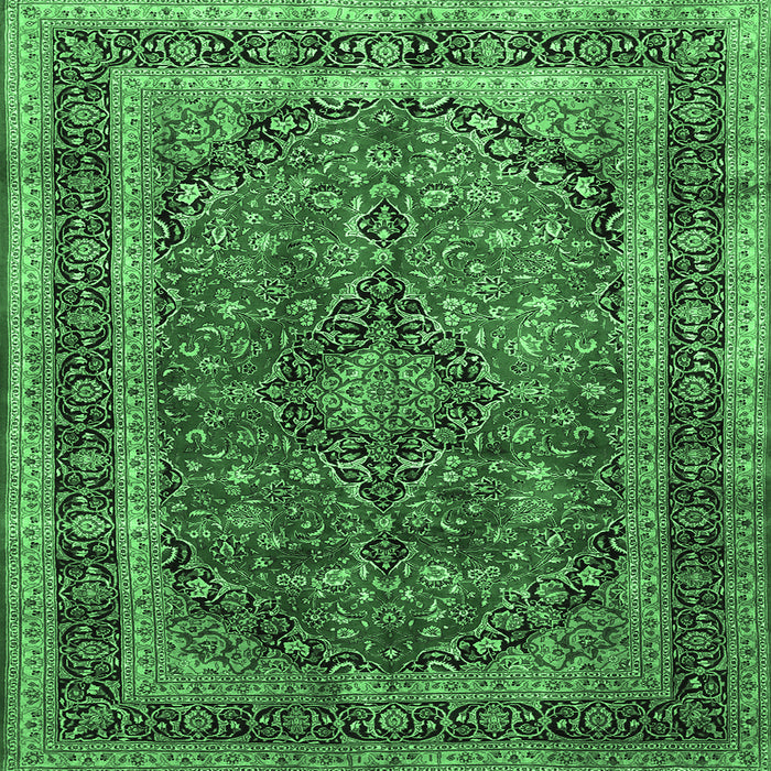 Square Machine Washable Persian Emerald Green Traditional Area Rugs, wshtr533emgrn