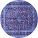 Round Machine Washable Persian Blue Traditional Rug, wshtr533blu