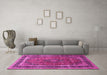 Machine Washable Persian Pink Traditional Rug in a Living Room, wshtr533pnk