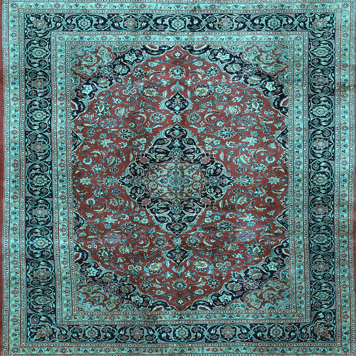 Square Machine Washable Persian Light Blue Traditional Rug, wshtr533lblu