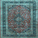 Square Machine Washable Persian Light Blue Traditional Rug, wshtr533lblu