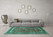 Machine Washable Persian Turquoise Traditional Area Rugs in a Living Room,, wshtr533turq