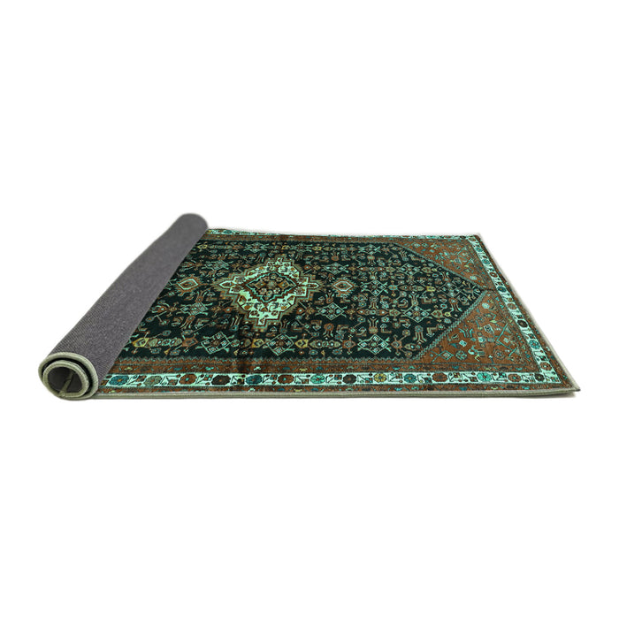 Sideview of Persian Turquoise Traditional Rug, tr534turq