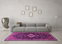 Machine Washable Persian Purple Traditional Area Rugs in a Living Room, wshtr534pur