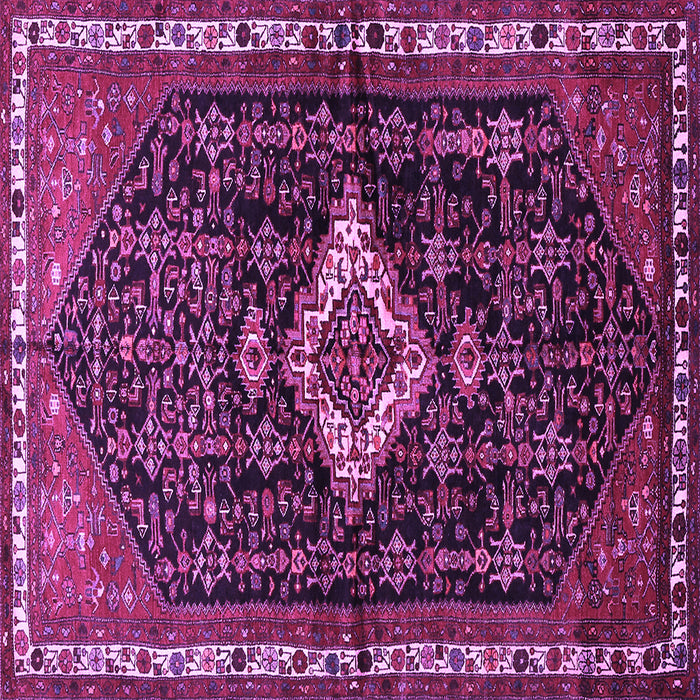 Square Machine Washable Persian Purple Traditional Area Rugs, wshtr534pur