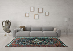 Machine Washable Persian Light Blue Traditional Rug in a Living Room, wshtr534lblu