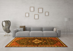 Machine Washable Persian Yellow Traditional Rug in a Living Room, wshtr534yw