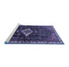 Sideview of Machine Washable Persian Blue Traditional Rug, wshtr534blu