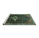 Sideview of Machine Washable Persian Turquoise Traditional Area Rugs, wshtr534turq