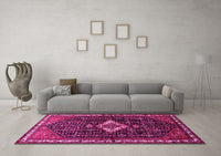 Machine Washable Persian Pink Traditional Rug, wshtr534pnk