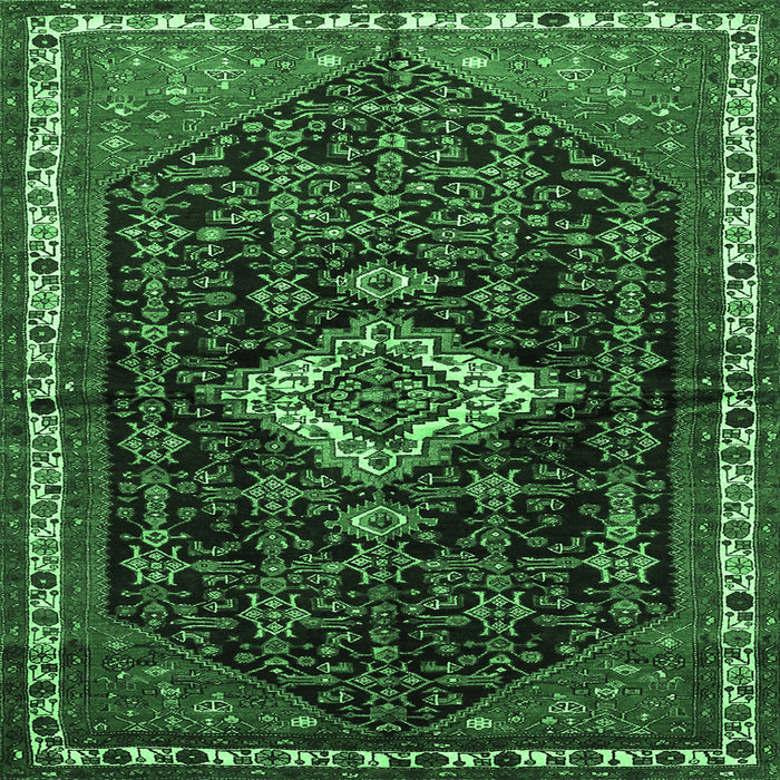 Square Machine Washable Persian Emerald Green Traditional Area Rugs, wshtr534emgrn
