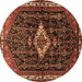 Round Persian Brown Traditional Rug, tr534brn