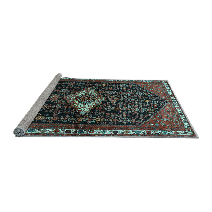 Sideview of Machine Washable Persian Light Blue Traditional Rug, wshtr534lblu