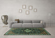 Machine Washable Persian Turquoise Traditional Area Rugs in a Living Room,, wshtr534turq