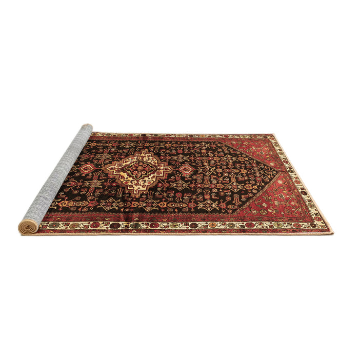 Sideview of Machine Washable Persian Brown Traditional Rug, wshtr534brn