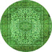 Machine Washable Medallion Green Traditional Area Rugs, wshtr535grn