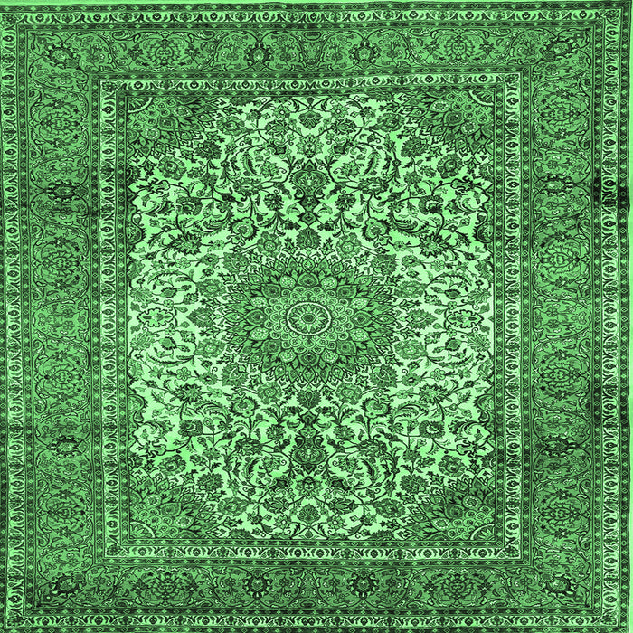 Square Medallion Emerald Green Traditional Rug, tr535emgrn