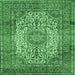 Square Medallion Emerald Green Traditional Rug, tr535emgrn