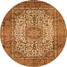 Machine Washable Medallion Orange Traditional Area Rugs, wshtr535org