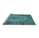 Sideview of Machine Washable Medallion Light Blue Traditional Rug, wshtr535lblu