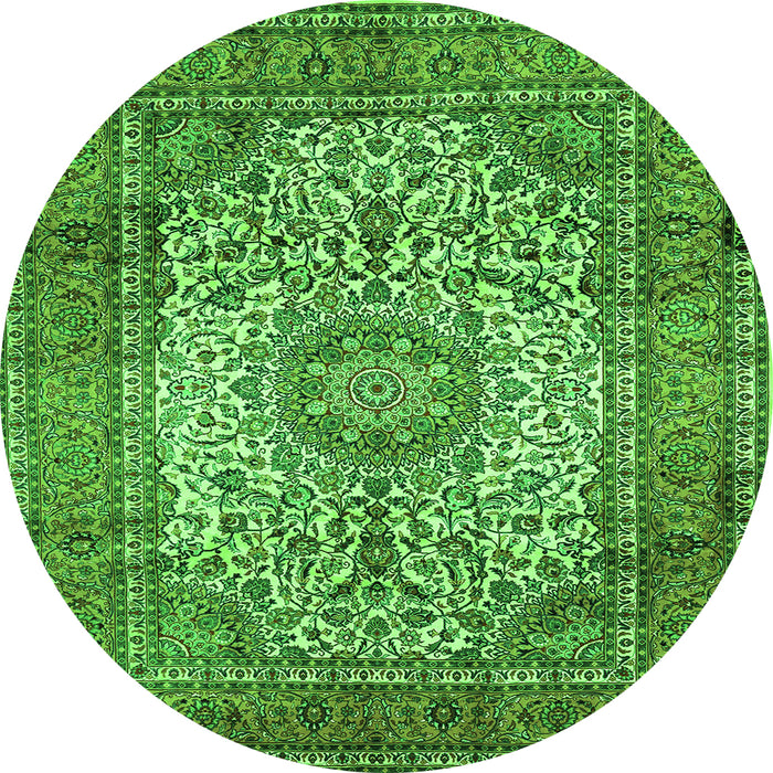 Square Medallion Green Traditional Rug, tr535grn