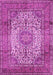 Machine Washable Medallion Pink Traditional Rug, wshtr535pnk