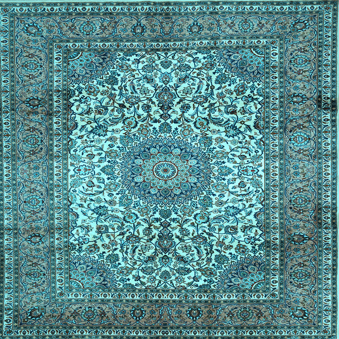 Square Medallion Light Blue Traditional Rug, tr535lblu