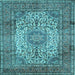 Square Medallion Light Blue Traditional Rug, tr535lblu