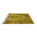 Sideview of Machine Washable Medallion Yellow Traditional Rug, wshtr535yw