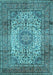 Machine Washable Medallion Light Blue Traditional Rug, wshtr535lblu