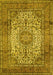 Machine Washable Medallion Yellow Traditional Rug, wshtr535yw