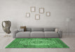 Machine Washable Medallion Emerald Green Traditional Area Rugs in a Living Room,, wshtr535emgrn