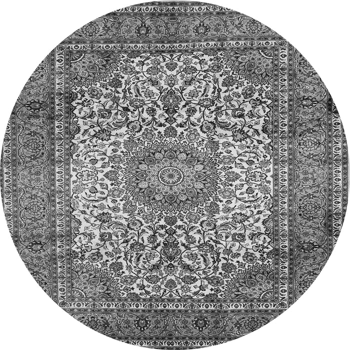 Machine Washable Medallion Gray Traditional Rug, wshtr535gry