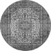 Machine Washable Medallion Gray Traditional Rug, wshtr535gry