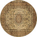 Round Medallion Brown Traditional Rug, tr535brn