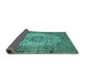 Sideview of Medallion Turquoise Traditional Rug, tr535turq