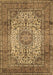 Machine Washable Medallion Brown Traditional Rug, wshtr535brn