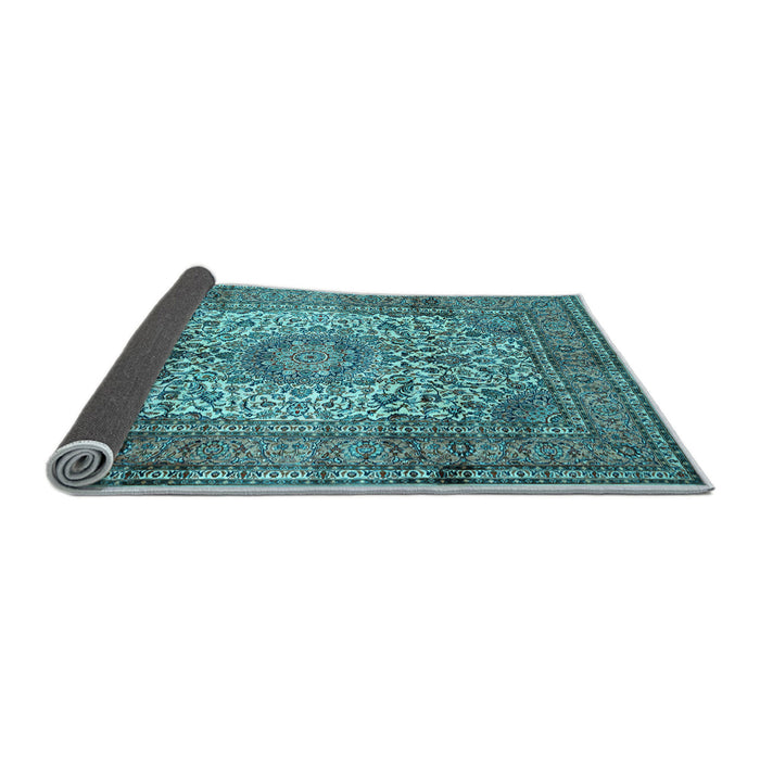 Sideview of Medallion Light Blue Traditional Rug, tr535lblu