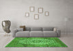 Machine Washable Medallion Green Traditional Area Rugs in a Living Room,, wshtr535grn