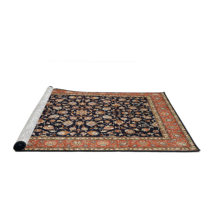 Sideview of Machine Washable Traditional Light Copper Gold Rug, wshtr536