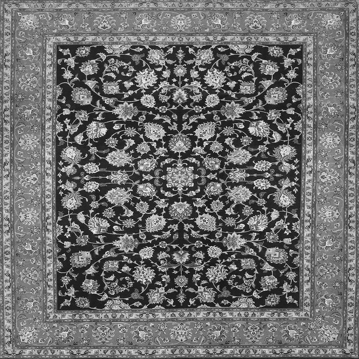Round Machine Washable Persian Gray Traditional Rug, wshtr536gry